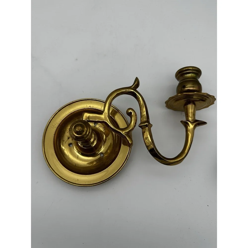 VGT Lacouered Brass Wall Mount Rare Swing Swivel Candlestick Holders 9